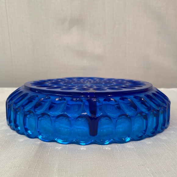 Fenton Art Glass Colonial Blue Thumbprint Divided Relish Dish Pre Logo 8.25" - Picture 7 of 7